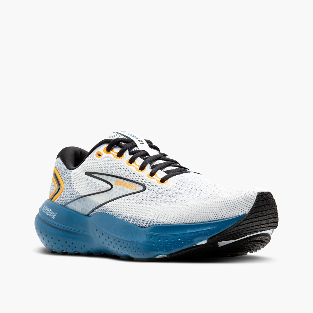 Chaussures Running Route Brooks Glycerin 21 Blanche Bleu Orange Homme | OPH-5136643